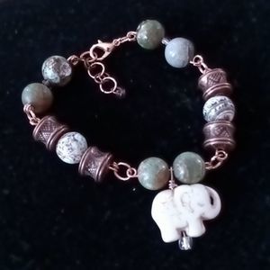 Natural Turquoise (white) & Agate Stone Bracelet